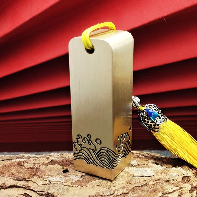 佳城梁实心黄铜印章书法篆刻私人刻字书画收藏成人礼生日送父亲退伍毕业纪念企业定制古风  浪花 20*20*60mm