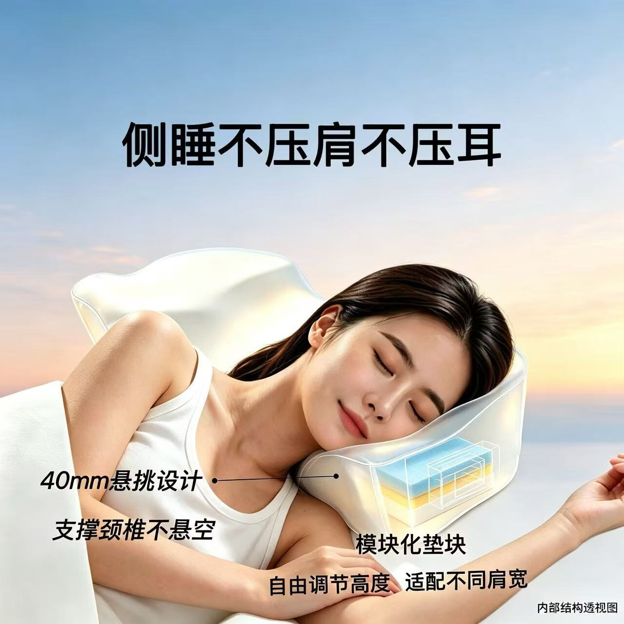 经语人体工学颈椎枕透气助眠多功能适配全睡姿记忆棉护颈枕睡眠枕侧睡 千人千眠枕全适配组合套装 单只