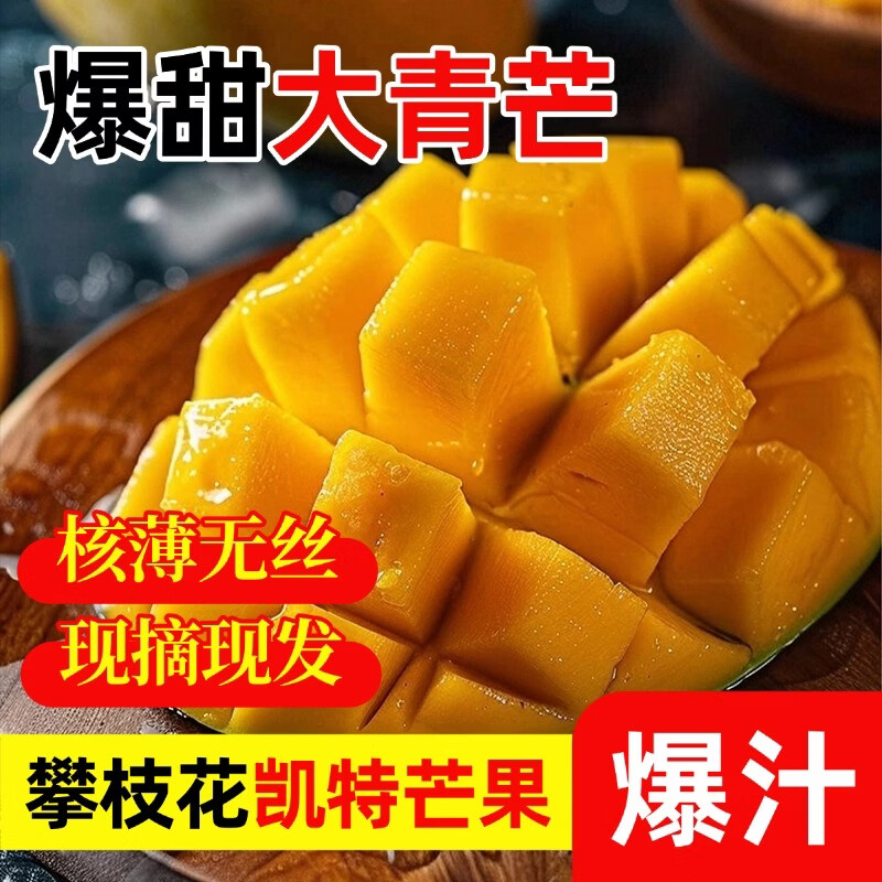 新鲜当季四川凯特大青皮芒果整箱攀枝花水果生鲜礼盒 净重4.5斤(单果200-400g)