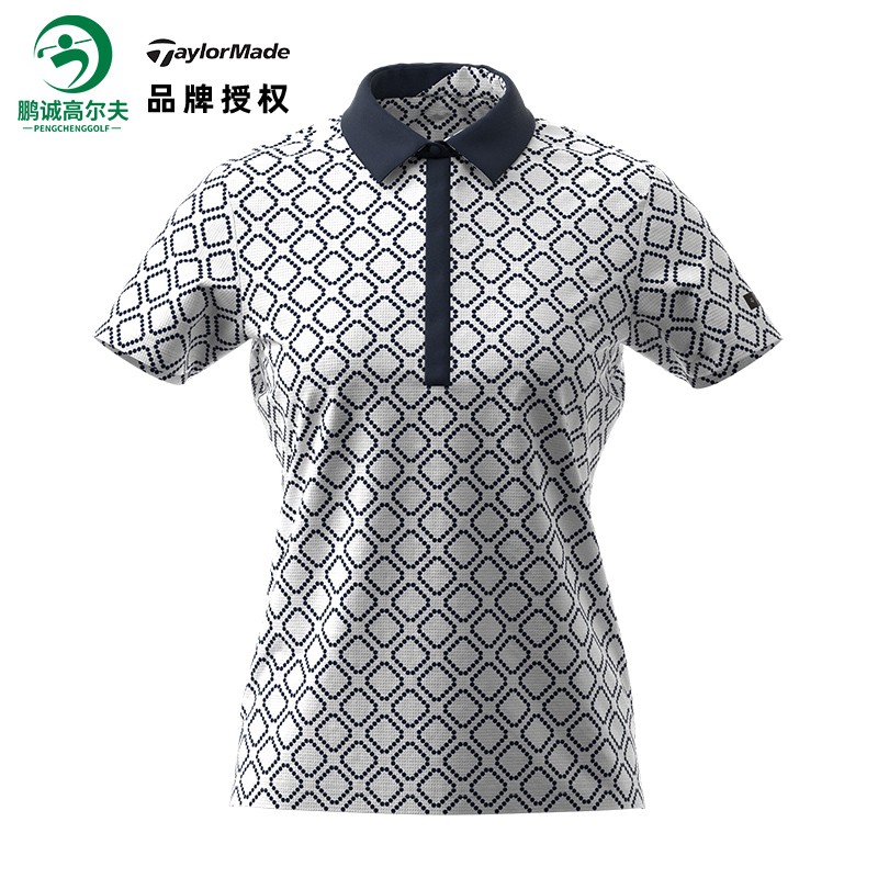 taylormade泰勒梅高尔夫服装女士运动polo衫夏季透气印花短袖 n92493