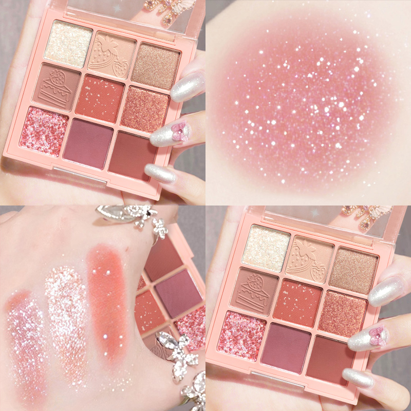 卡姿兰(Carslan)眼影盘大地色九色闪粉亮片珠光防水不晕染不飞粉哑光眼影学生平价 02草莓酱(人间水蜜桃)