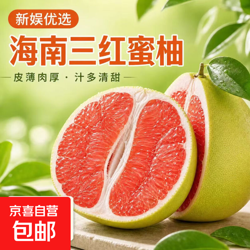 京喜加海南正宗红心红柚蜜柚红肉柚子中秋国庆应季新鲜水果 1粒装（单果1-1.5斤）