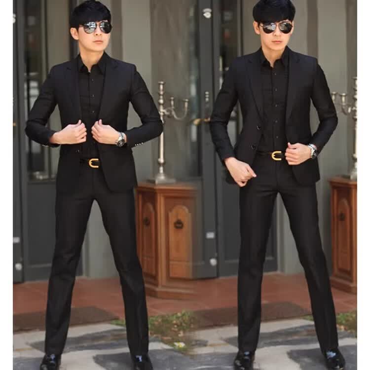 伊尔缘男士夏季薄款成人礼西装四件套上班面试职业套装韩版修身伴郎西服 双扣紫外套+紫裤+衬衫+马甲+领带 5XL 【185-200斤】【质量很好】