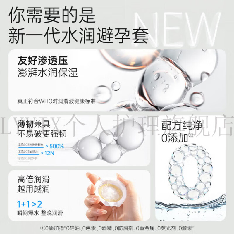 LYVIX协春春堂避·孕·套水晶冻冻003小蓝盒玻尿酸水润安全 小蓝盒水润 三盒装