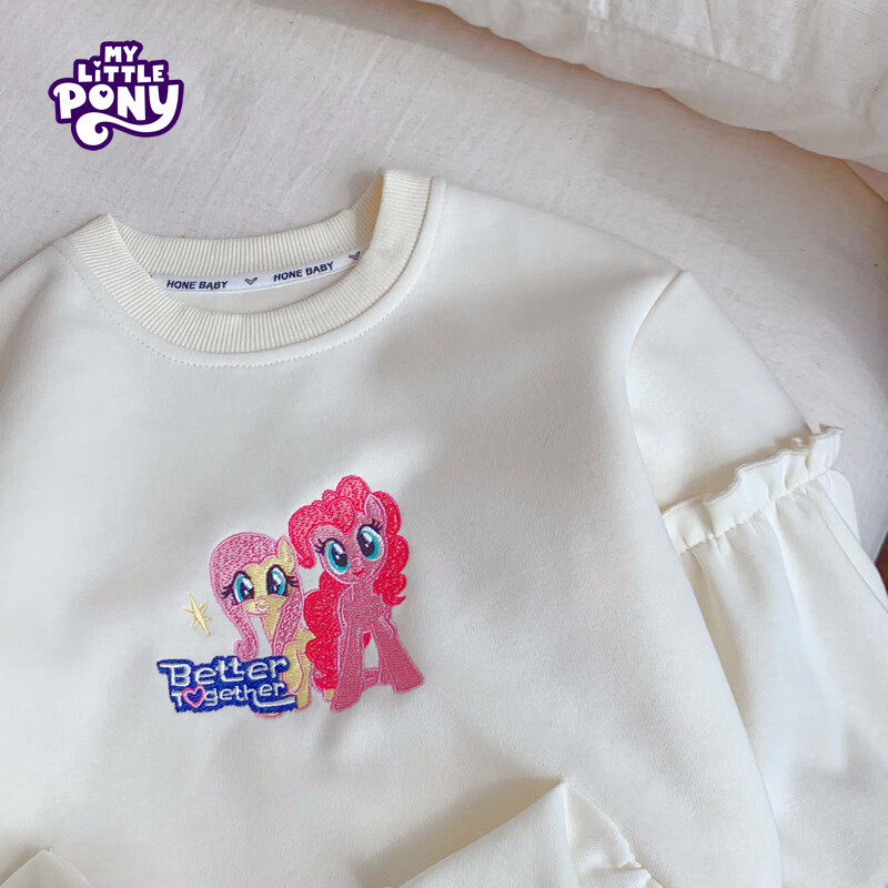 小马宝莉（MY LITTLE PONY）2026春秋柔柔碧琪花边中大童女孩卫衣上衣新款 粉色 140 140/68