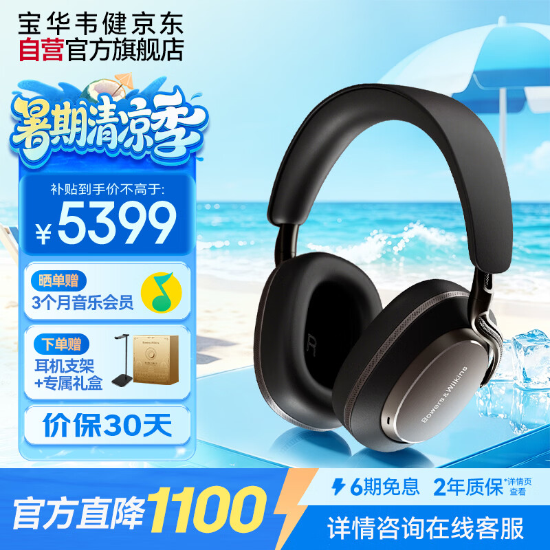 宝华韦健Px8S2【新旗舰上市】无线hifi头戴式蓝牙耳机 B&amp;W智能主动降噪高保真音乐送礼物 乌铁黑