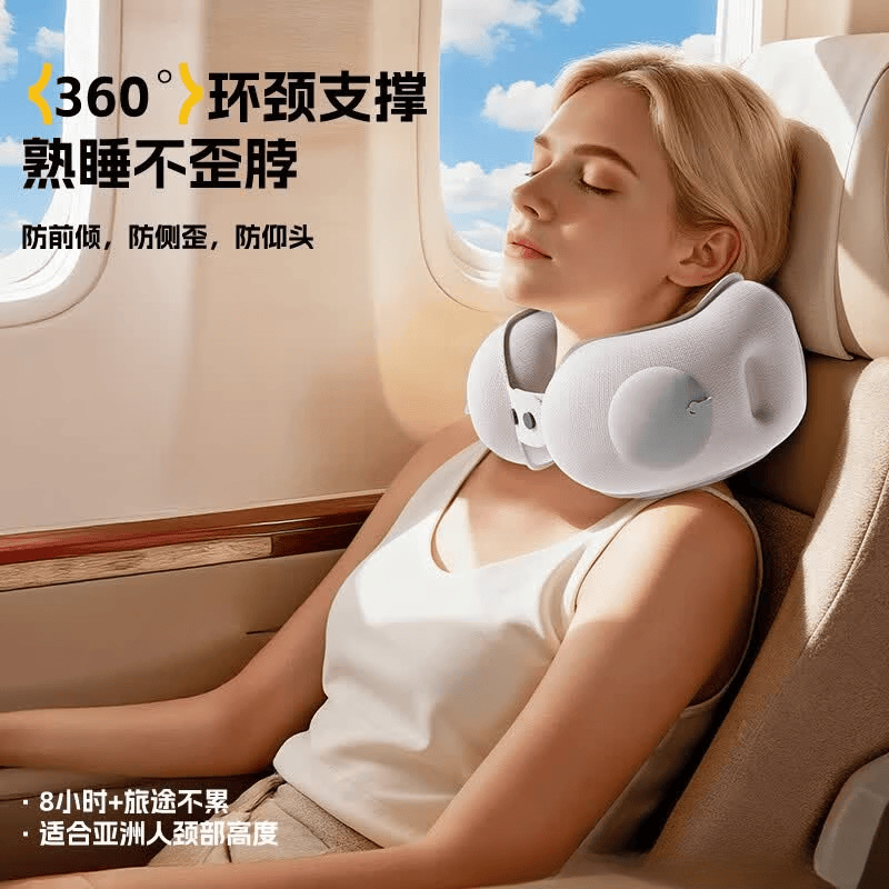 【优选好物】u型枕充气枕头卡通便携随行枕旅行枕乘车旅行露营飞 女款气泡葡萄颈枕70*12-植绒款+气泡葡萄腰13