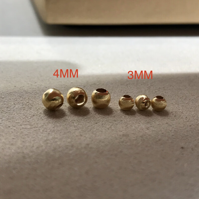 京滔18K金项链猫眼金珠18k金猫眼转运珠AU750金散珠金珠子金光珠送女 玫瑰金色3mm约0.027g(1个)