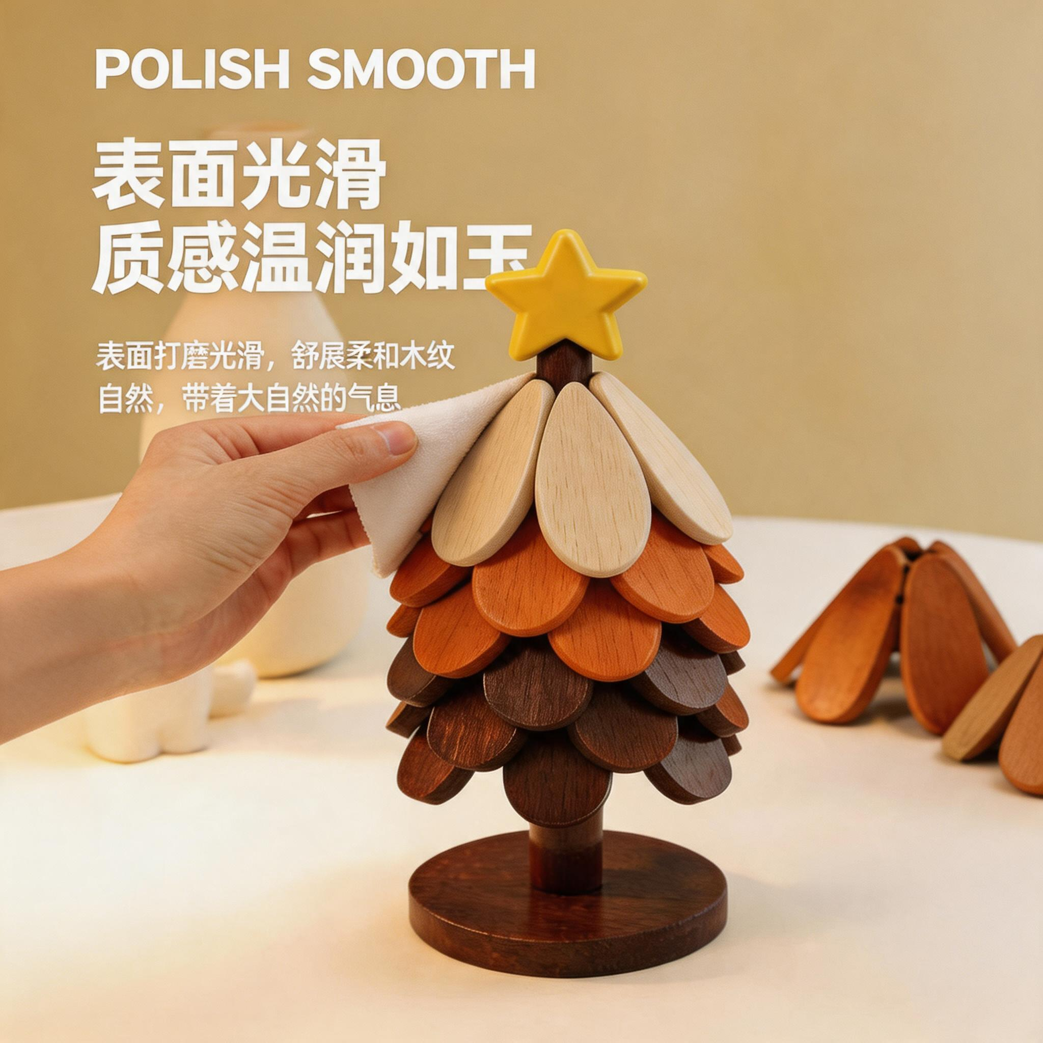 KITCHOICE隔热垫餐桌垫杯垫防烫垫锅垫碗垫家用盘垫砂锅垫圣诞树隔热垫 圣诞树隔热垫【五片+底座+星星】