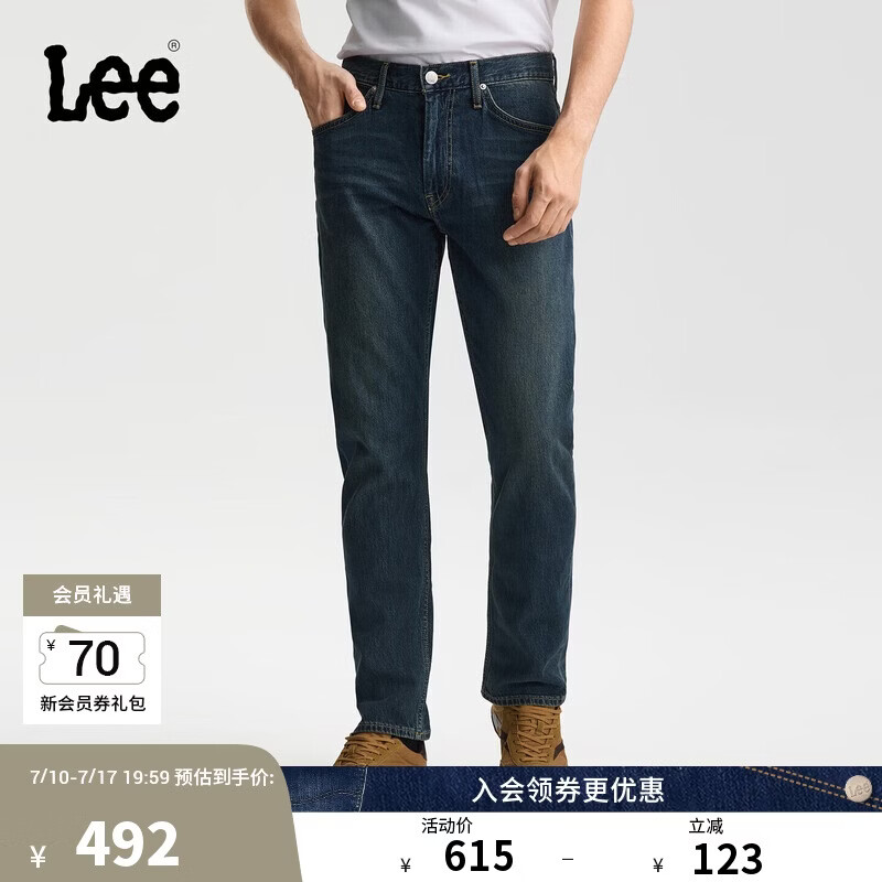 Lee26夏季新品标准中腰726直筒牛仔裤复古深蓝色男 深蓝色 32