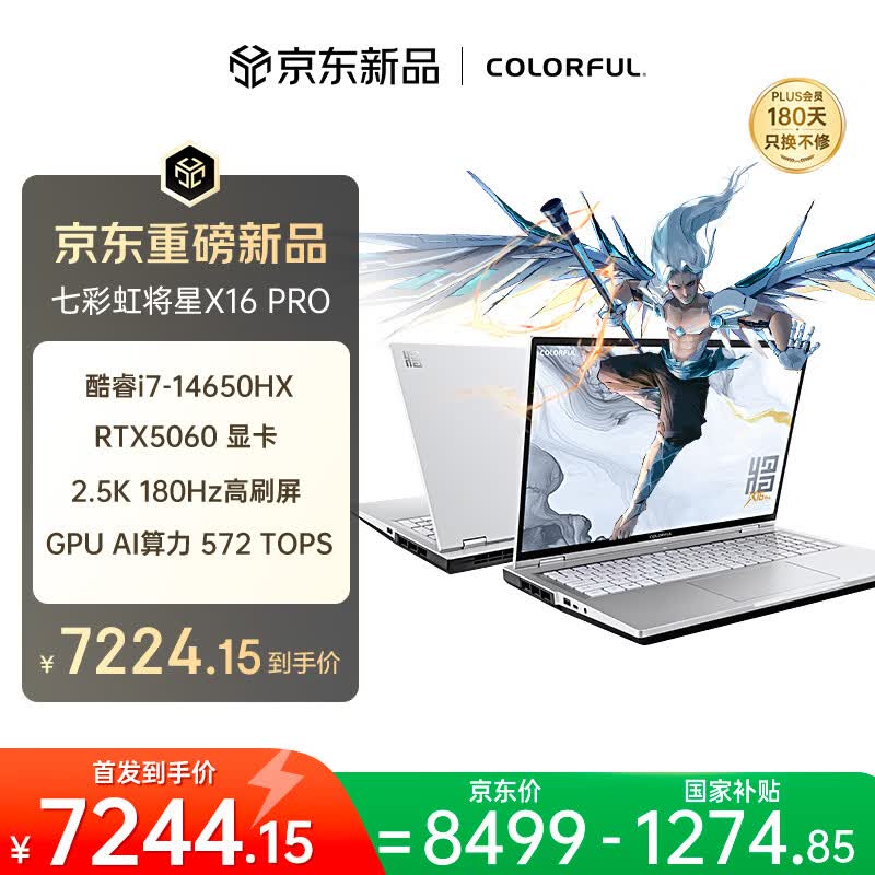 七彩虹（Colorful）将星X16Pro 游戏本笔记本电脑 国家补贴 ( i7-14650HX 16G 512G RTX5060）