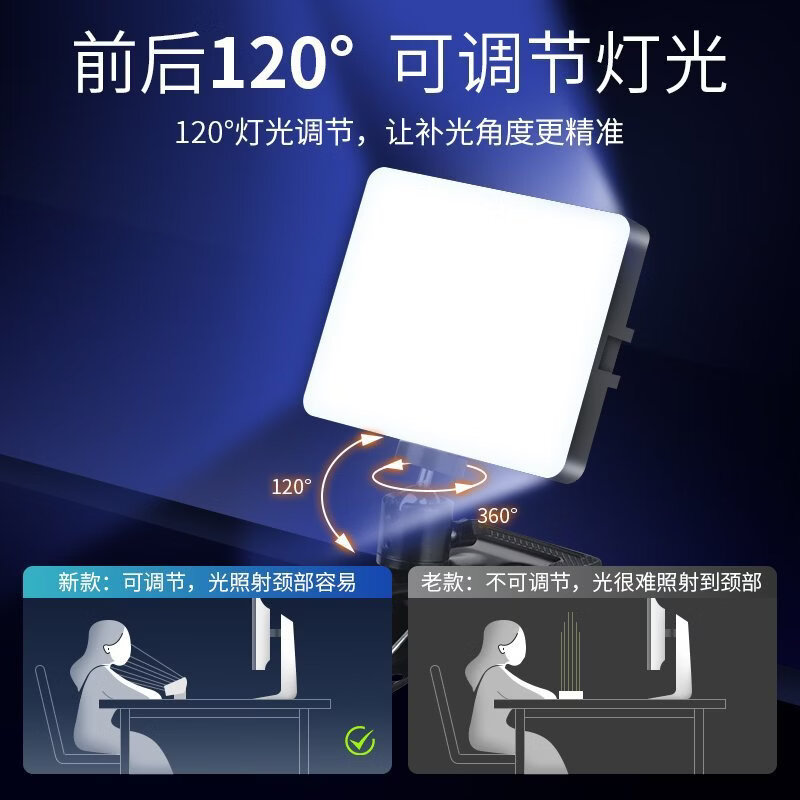美美时代直播下巴补光灯豆腐面光桌面护眼直播间主播专用颈纹脖子美颜面部 【单灯】6寸美颜下巴补光灯-颈部补光
