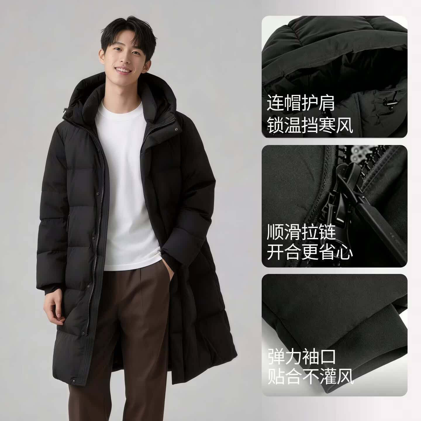 【鹦鹉梨专属】90白鸭绒冬季中长款羽绒服女连帽外套百搭韩版女装 白色【90白鸭绒】 3XL