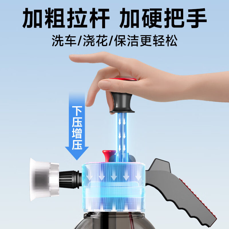 得力(deli)洗车浇花高压泡沫喷壶多功能气压式家用浇花园清洁喷水壶喷雾器 静谧黑【升级高压】2L大容量加厚泡沫壶