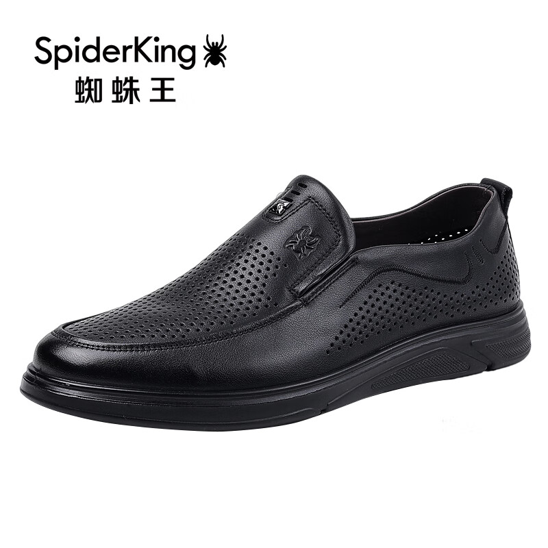蜘蛛王蜘蛛王男店夏季新款镂空洞洞凉鞋真皮牛皮镂空透气都市年轻