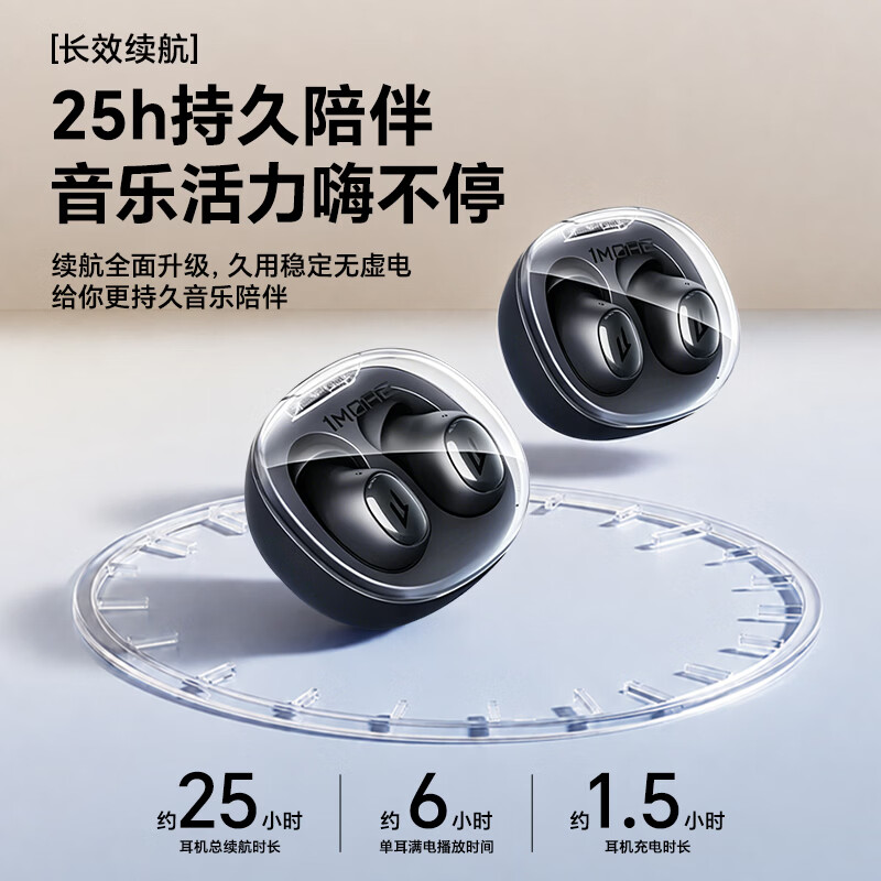 万魔(1MORE)【周杰伦同款】Mini10小糖豆降噪蓝牙耳机无线睡眠入耳式长续航新款 【25H续航+轻量化科技】曜石黑