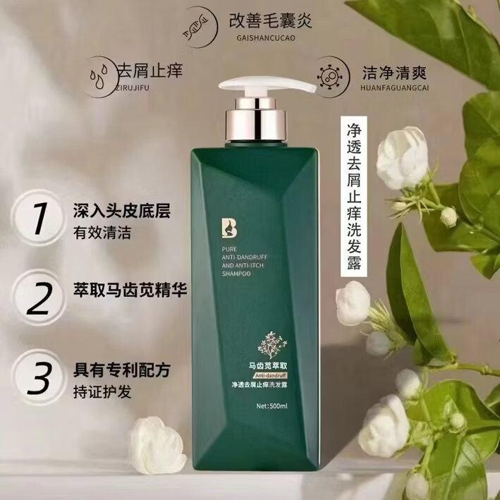 佰逸顺去屑止痒控油蓬松顺滑净透洁净水润洗发水马齿苋萃取精华 控油止痒1瓶 500毫升