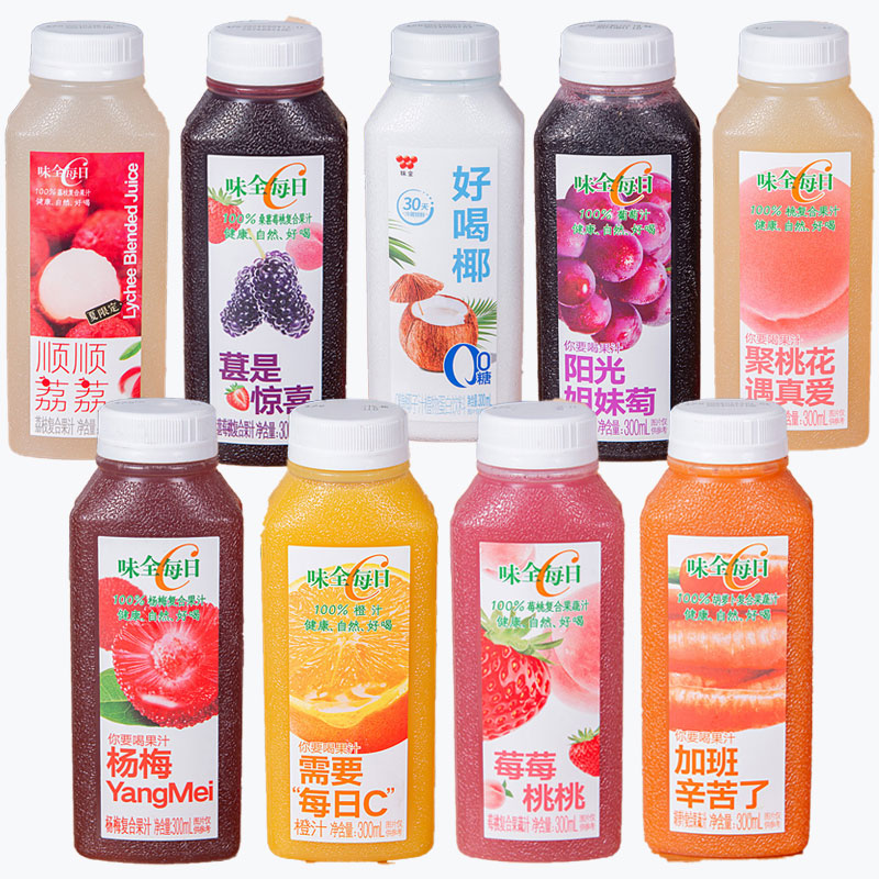 味全每日C300ml*6瓶果汁草莓黃桃楊梅橙汁桑葚荔枝葡萄汁飲料 味全桃復(fù)合汁300ml*6瓶