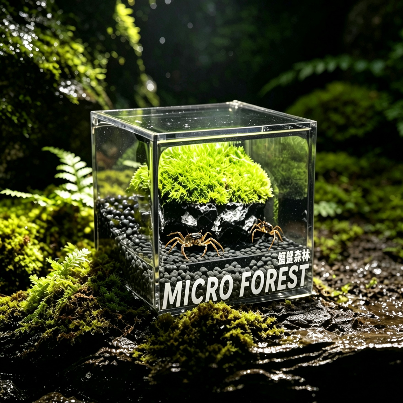 封茗苔藓微景观生态瓶办公室桌面绿植盆栽创意造景螃蟹缸室内观赏摆件 蟹蟹森林（螃蟹缸）送3只蟹