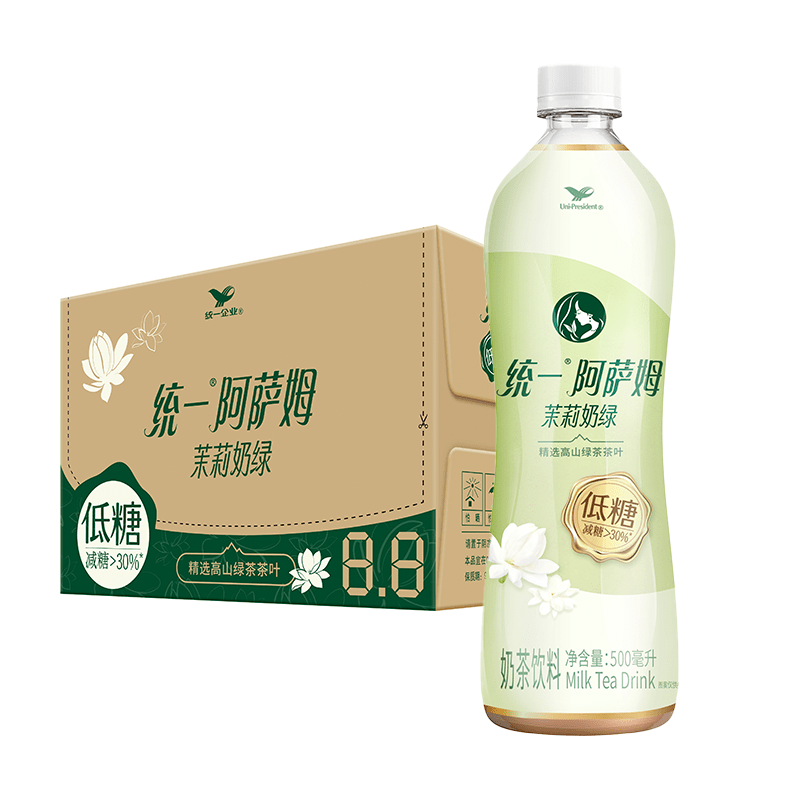 统一阿萨姆低糖统一阿萨姆奶茶茉莉奶绿饮料精选高山绿茶茶叶500ml*15瓶整箱 【低糖】阿萨姆茉莉奶绿500ml*15瓶