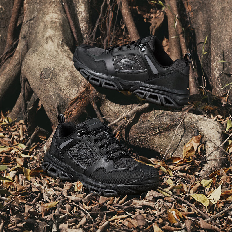 斯凯奇(Skechers)男鞋夏季百搭休闲鞋厚底增高老爹鞋轻便上班运动鞋缓震跑步鞋子男 BBK全黑色 41 (260mm)