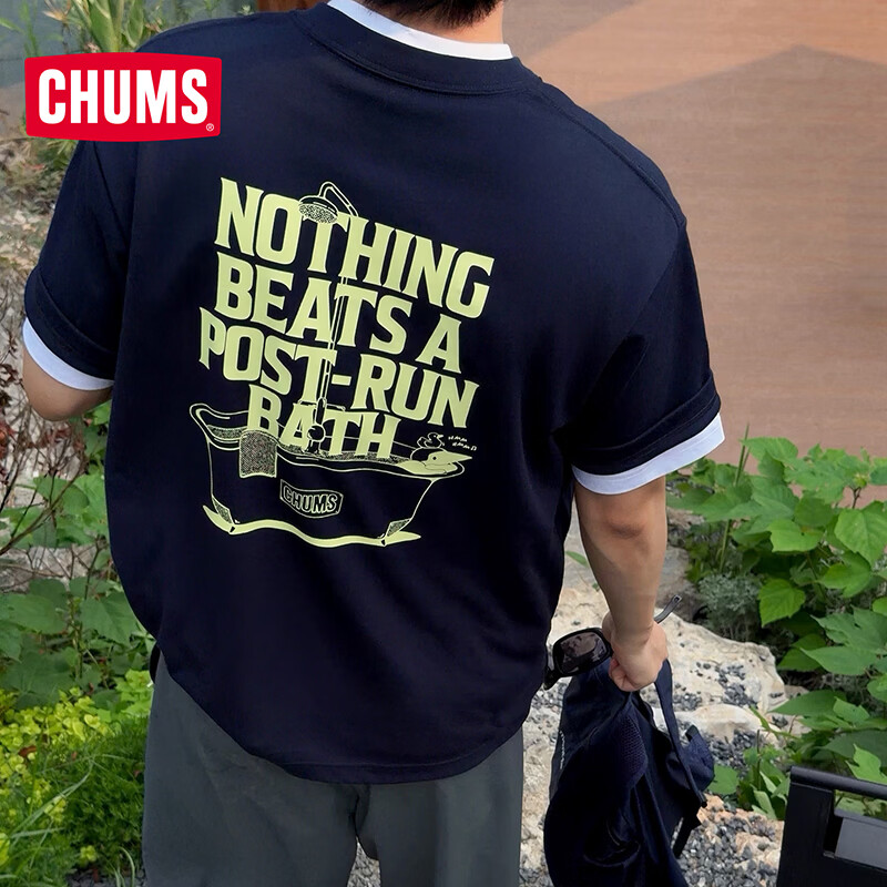 CHUMS洽洽鸟户外运动短袖T恤宽松棉感快干印花情侣休闲上衣CH01-2758 CH01-2758-N001 M （170）