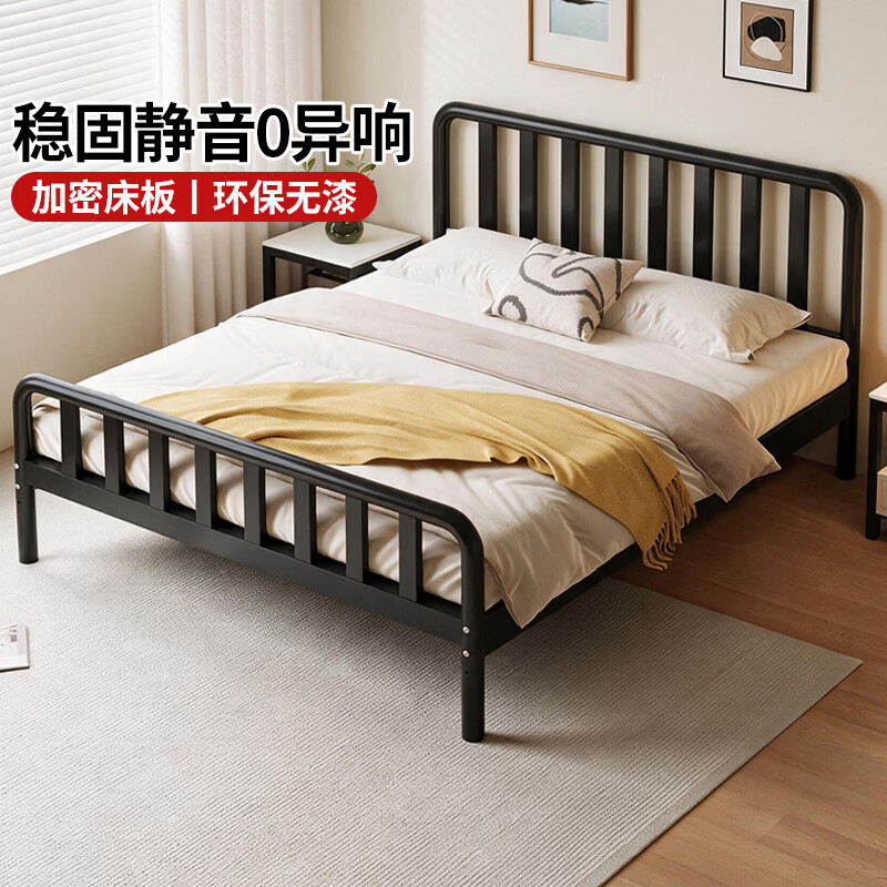 科虎K70铁艺床双人床1.5x2米铁架床家用铁床架 雪域白【K70】 150*200cm
