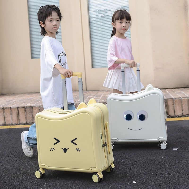 多伦保罗行李箱小型儿童可坐骑女孩小学生轻便旅行箱可爱拉杆箱男 可骑行+加厚+静音轮【奶酪黄拉链款】 22寸【遛娃神器可坐可骑可收纳】承重120斤