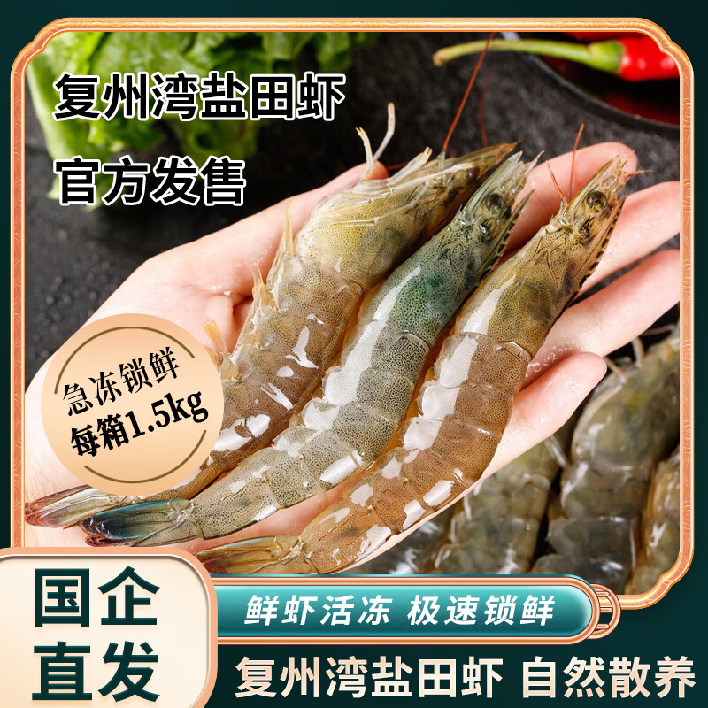 3斤盐田虾大连海鲜特产复州湾盐田虾鲜活速冻大虾急速锁鲜 大连复州湾盐田虾【30-40】 1500g(净重)