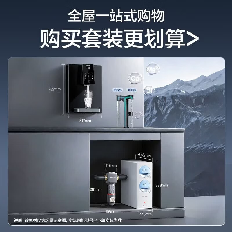 安吉尔净水器家用直饮机【肖战代言】RO膜加热厨房套装净饮机 玉龙Max1000G双出水保留矿物质 除菌净水机 玉龙Max1000G【延迟发货】