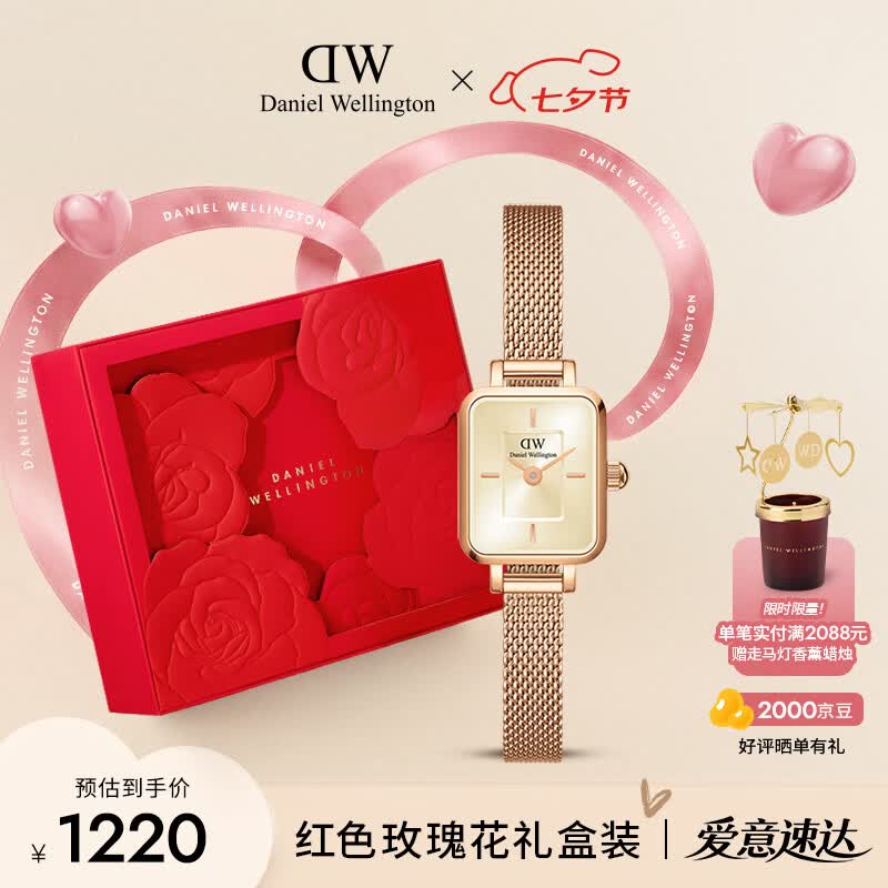 丹尼尔惠灵顿（DanielWellington）【马思纯同款】DW女士手表复古小方糖礼盒款生日礼物送女友DW651