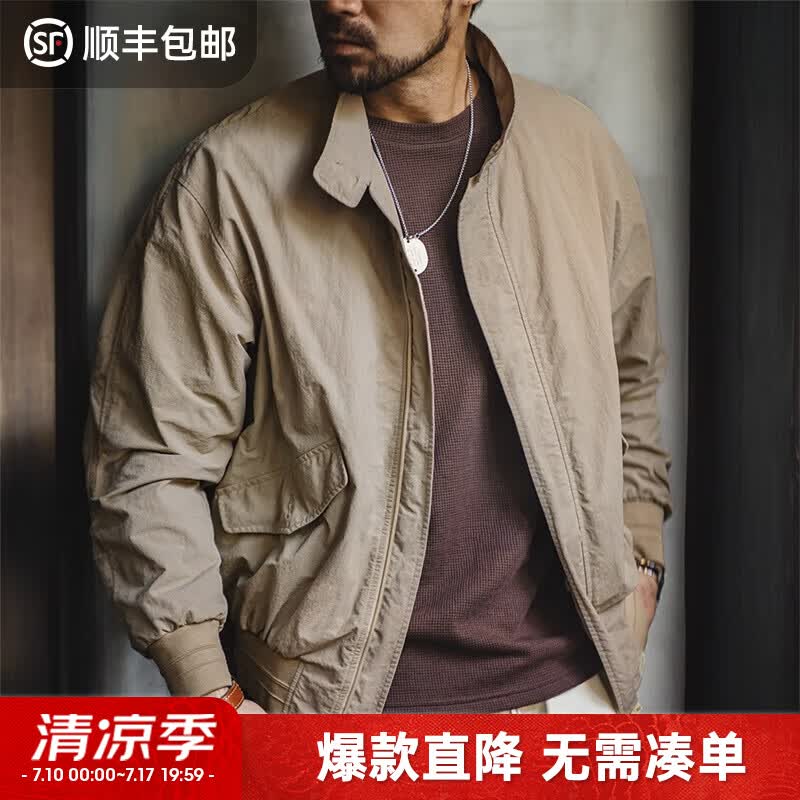 马登工装美式复古哈灵顿G9立领夹克男轻户外阿美咔叽男士休闲外套春 浅卡其色 【衣服男装/简约休闲外套】 S （版型宽松，建议参考尺码推荐）