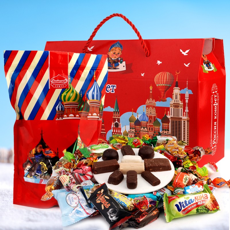 糖果礼盒 俄罗斯1个礼盒巧克力混装2斤