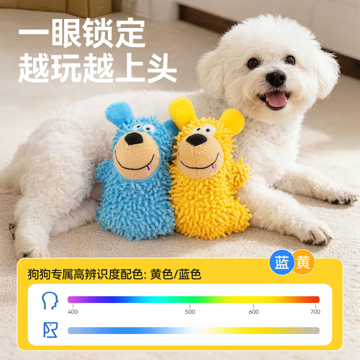 柒哦狗狗玩具自嗨解闷耐咬发声怪叫毛绒拖把小狗幼犬磨牙玩具宠物玩具 黄色怪叫拖把狗