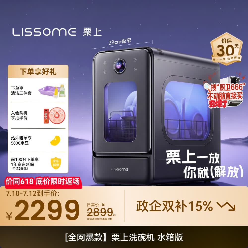 栗上（LISSOME）【定制限量版】胶囊式洗碗机R1小型家用台式全自动母婴消毒小尺寸洗果蔬 洗碗机 星空灰 水箱版