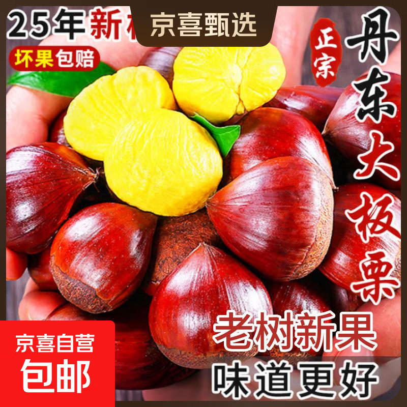 京喜加丹东新鲜板栗糖炒栗子原料糯甜板栗可生吃新鲜蔬菜生鲜 丹东鲜板栗 5斤 净重