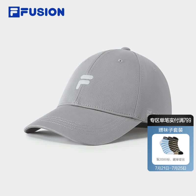 FILA FUSION斐乐潮牌情侣款棒球帽2026秋季新款简约运动帽鸭舌帽 鲨灰-DY