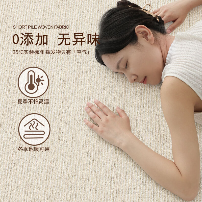 迎菲天津崔黄口地毯家用客厅地毯轻奢高级感免洗2026新款法式奶油风 柔诗-Q311圈绒 140cm*200cm (加厚比利时圈绒+升级棉布硅胶底