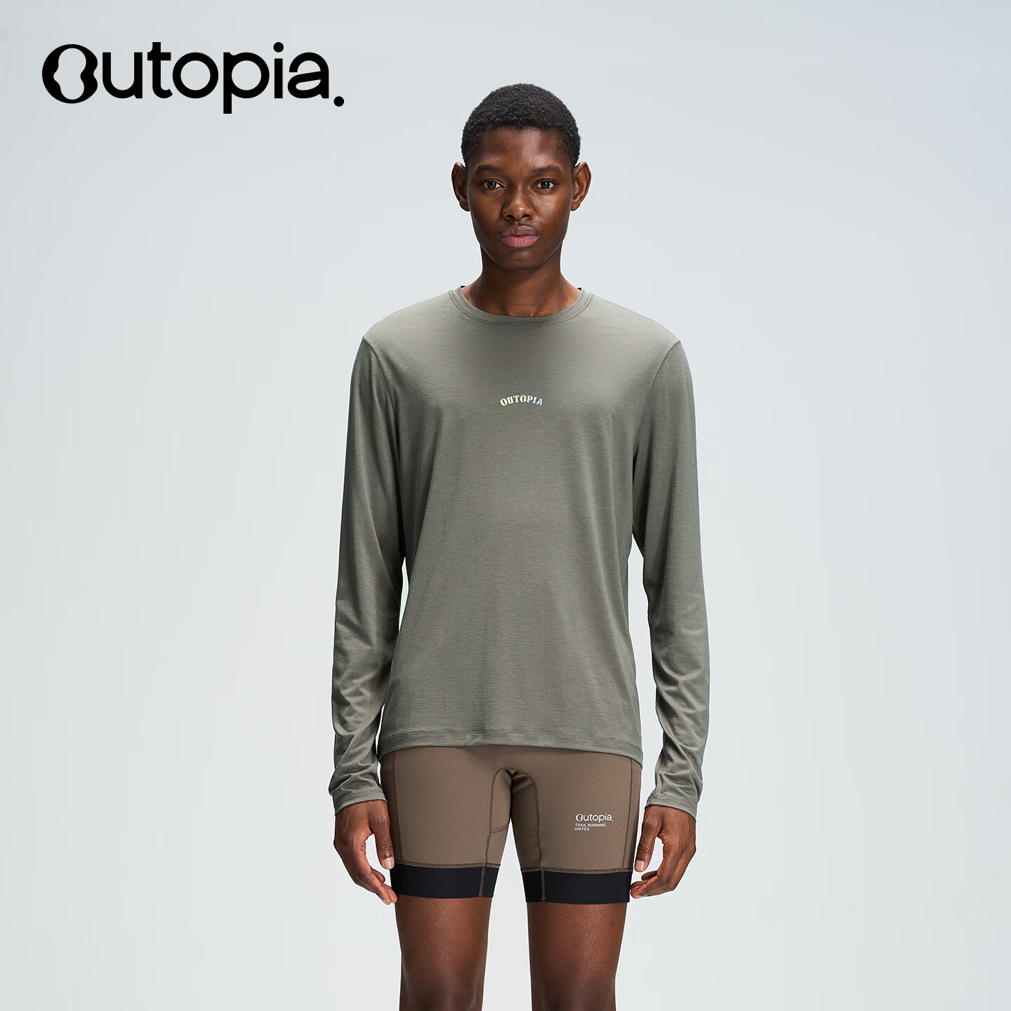 OUTOPIA【秋冬新品】Astra美利奴羊毛户外越野跑运动吸湿速干长袖T恤上衣 暗岩灰-Race Stone【中性款】 L