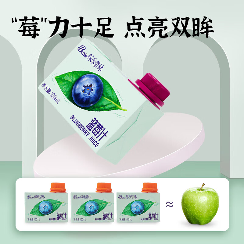 碧林苹果汁饮料100ml*6盒纯果汁100%无添加鲜榨浓缩儿童果汁便携整箱 【蓝莓汁】100mL*6盒
