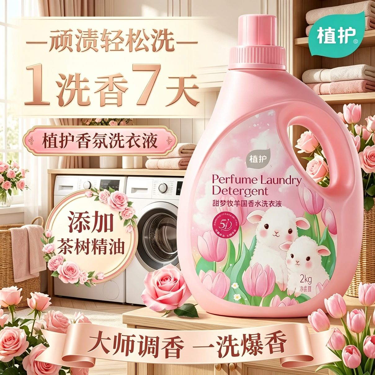 植护香水洗衣液 甜梦牧羊 持久留香深层洁净低泡易漂 【4斤】2kg*1瓶 京东折扣/优惠券