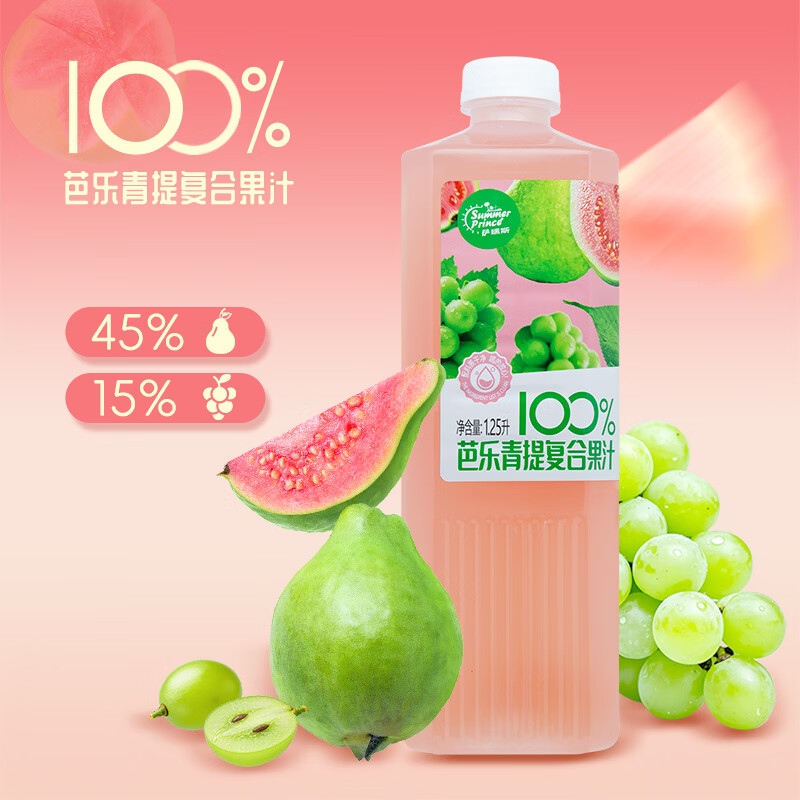 萨瑞斯【热卖果汁】100%芭乐青提复合果汁饮料1.25L*1