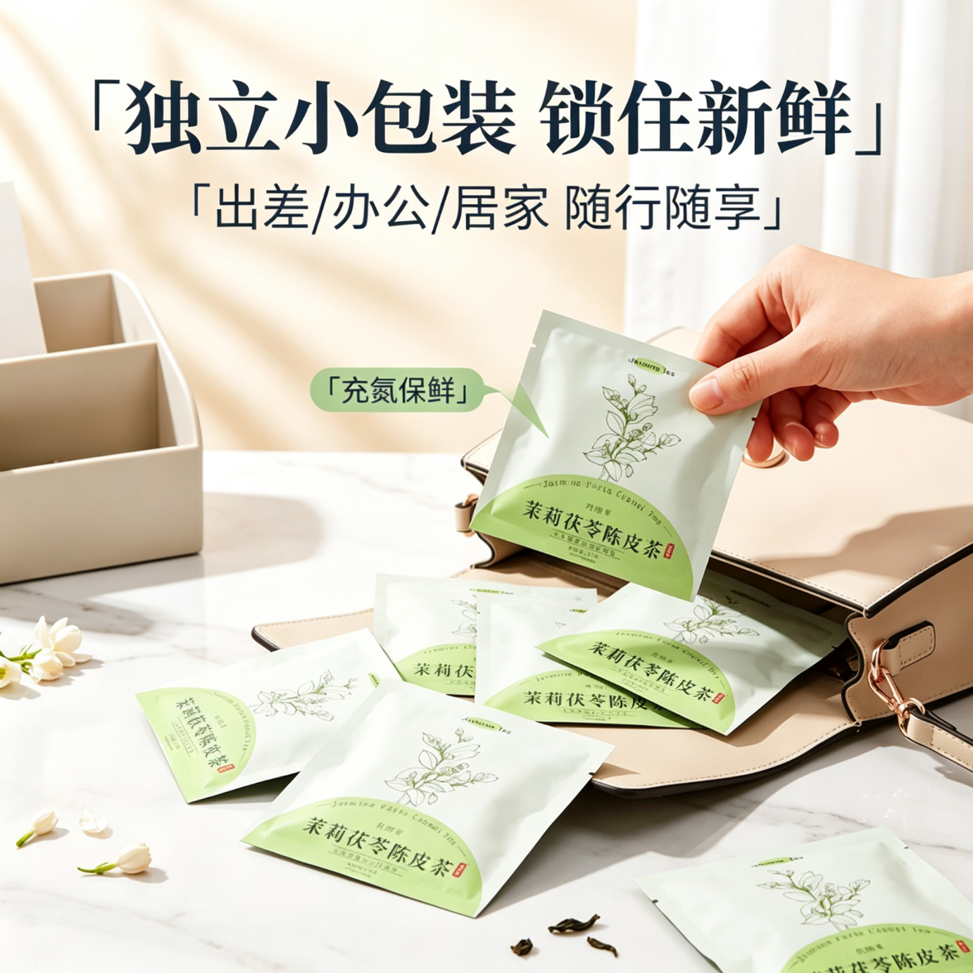 另善堂茉莉花陈皮茯苓茶排浊气体香花茶中药材祛湿喝出体香养颜水养生茶 【体香来了】茉莉茯苓陈皮茶 200g*4盒 【茶色清香】茉莉花陈皮茯苓茶