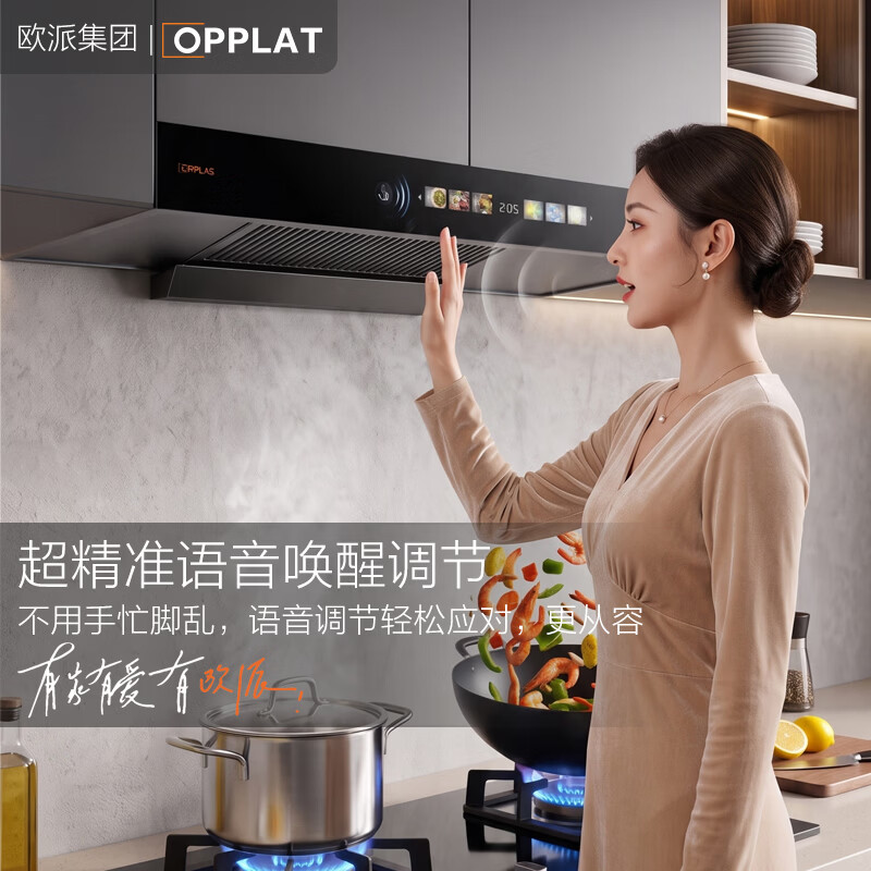 OPPLAT欧派集团【免费拆安装】油烟机顶吸抽油烟机 一级能效 欧式机大吸力 免拆洗挥手智控 【旗舰款】一级能效+挥手体感+自动清洗+语音控制
