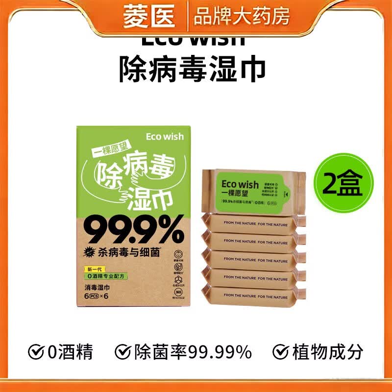 通用除甲流H3N2除病毒湿巾6抽/包便携0酒精甲流乙流消杀 12包(2盒) 【87折，尝鲜装】