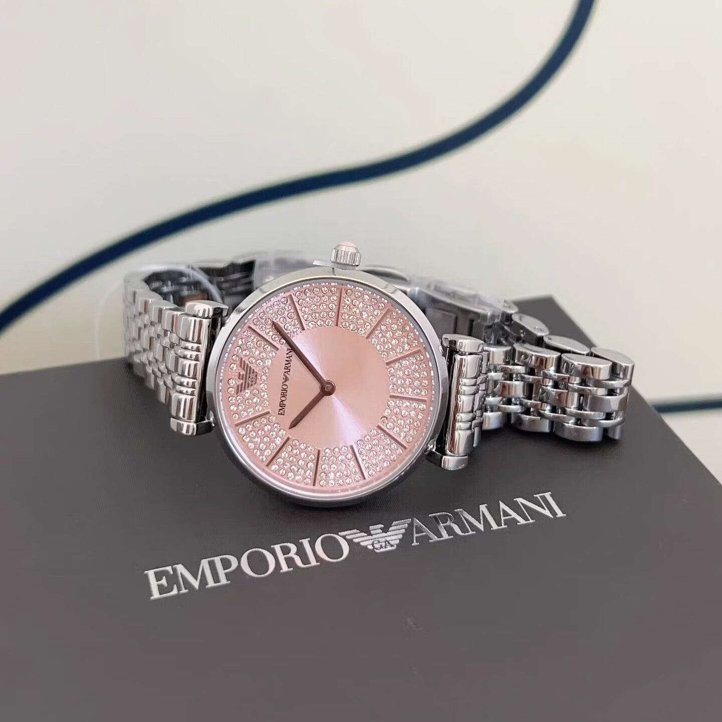EXCHANGEARMANI正品满天星手表女士镶钻轻奢520七夕送礼手表女 AR11686银粉 32mm