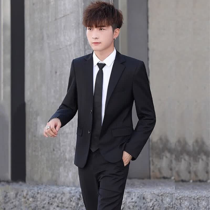 伊尔缘青年男士夏季薄款成人礼西装套装上班正装修身休闲职业毕业西服 双扣紫外套+紫裤+衬衫+马甲+领带皮带 5XL 【185-200斤】【质量很好】