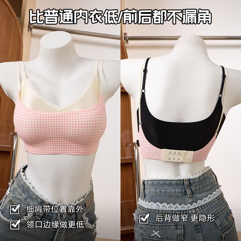 都市丽人女士文胸内衣女26新款高中少女小胸聚拢防走光无钢圈抹胸文胸罩 草莓甜心+草莓甜心 S 建议【32/70AB 75-85斤】