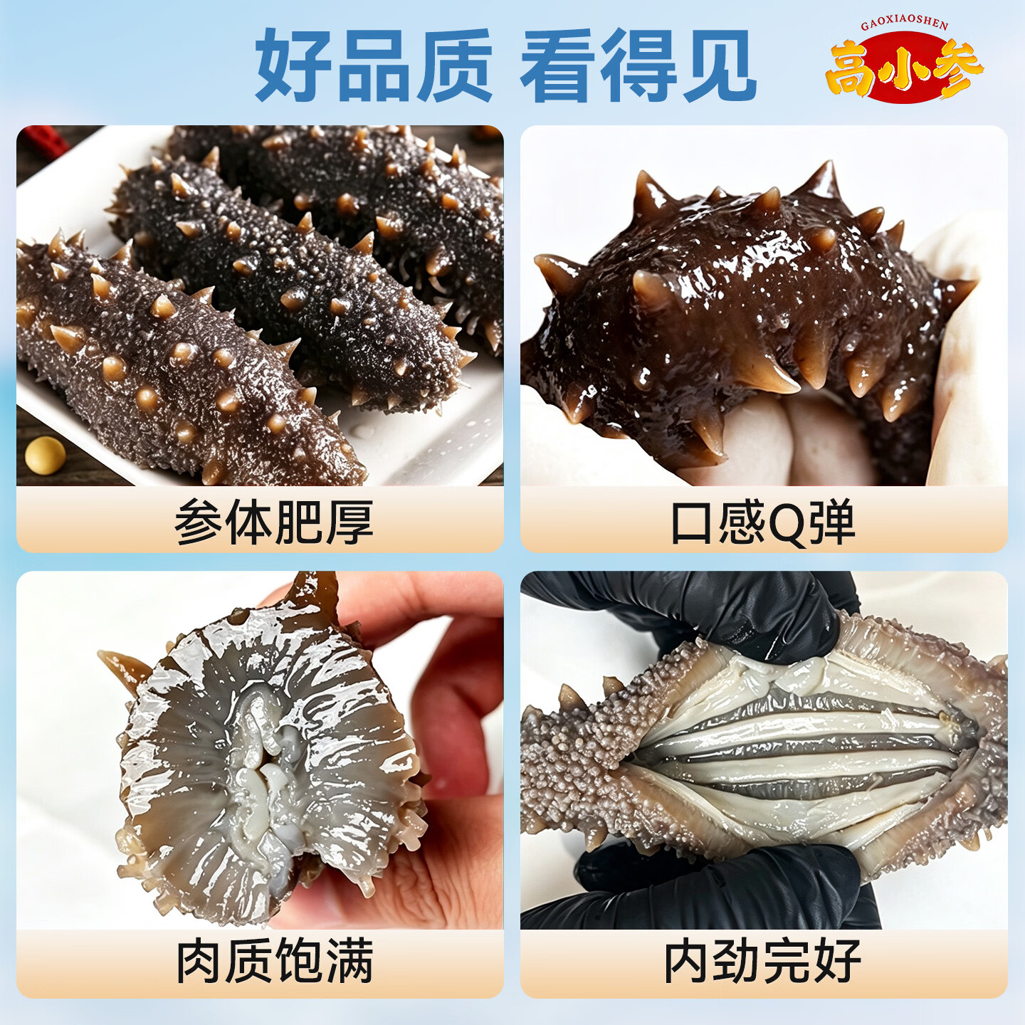 高小参即食鲜食海参高品质独立包装原生态海域礼盒装送礼2.5kg抖音同款 2500g家庭装共25-30头(普通盒装无礼盒)