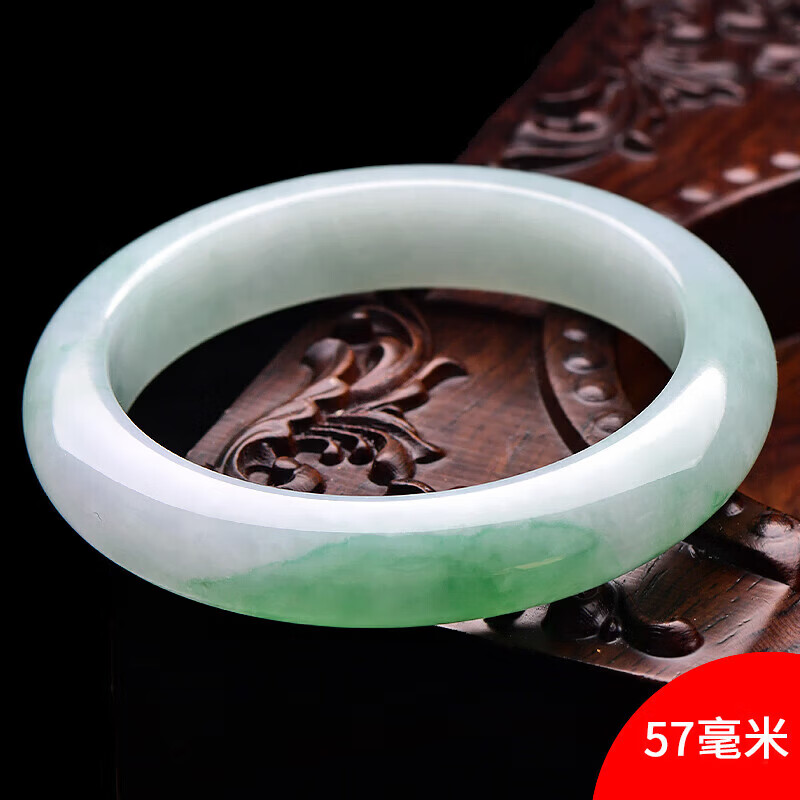 千载一玉 【孤品】翡翠手镯女士糯冰温柔气质玉手镯珠宝正装镯子 【款六 约57毫米】QZC5968f